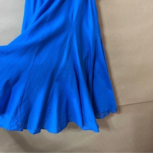 Alice + Olivia | Webber Cowl Neck Mini Dress Belted Godet Dress Blue Size 6 - Picture 8 of 16